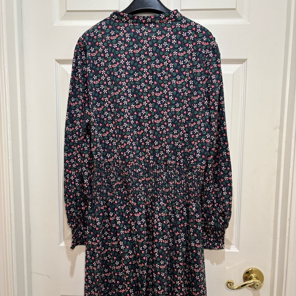 NWT Boden Smocked Jersey Shirt Dress Navy Floral Berry sz 14R - Picture 7 of 13